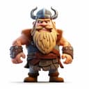 Digital illustration of a viking with a hat, angry-looking, isolated on a white background
