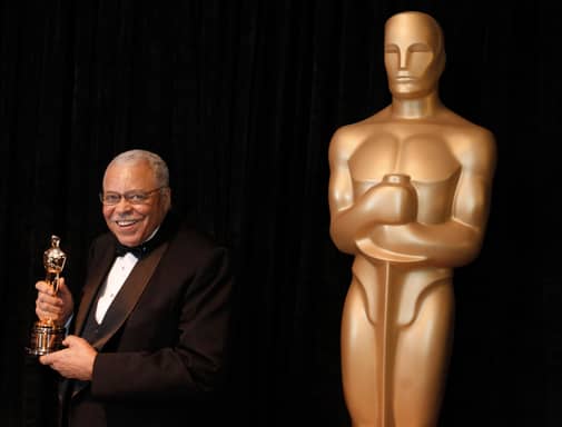 James Earl Jones poses with his honorary Oscar at the 84th Academy Awards on Sunday, Feb. 26, 2012, in the Hollywood section of Los Angeles.