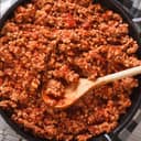 Bolognese sauce in a frying pan