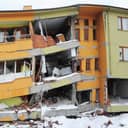 City destroyed by an earthquake. After the earthquake.
