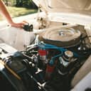 close-up of a 302 Cleveland engine installed in a 1965 Mustang