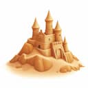 Digital illustration of a sandcastle on white background