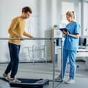 A young man doing physical therapy