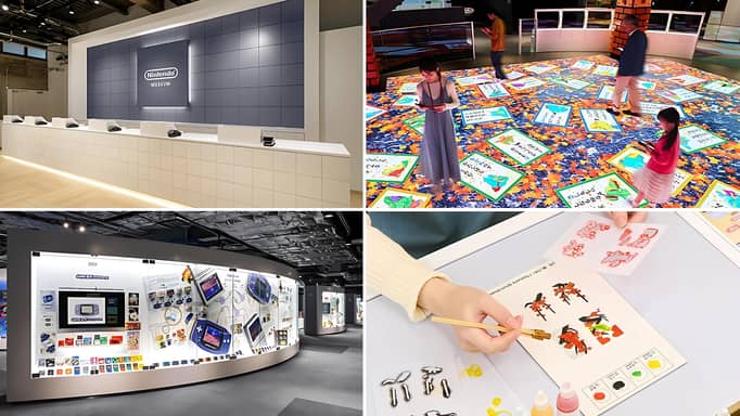 Images of the Nintendo Museum and the activities you can do while visiting it.