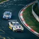 Two race cars on a track