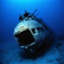 Wreckage of a submarine on the ocean floor