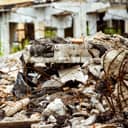 Rubble following an earthquake