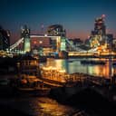 Tower Bridge in London at night