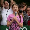 Greta Thunberg gives a speech