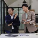 An angry businessman confronting his colleague about a problematic document at work, reminding him of deadlines.