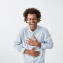 A young man laughing