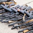collection of various weapons confiscated from a gang after arrest
