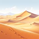 Digital illustration of a desert landscape dunes