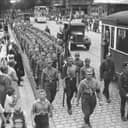 SA propaganda march in Spandbau, Berlin, 1932.
