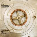 a metal submarine door with a safety hatch