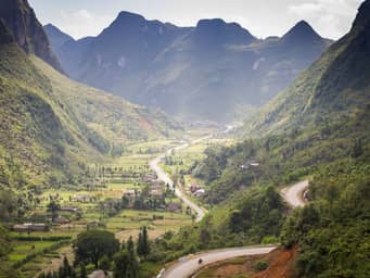 A pathway going through a valley.