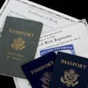Three passports and two certificates of birth
