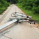 electrical powerline on the floor after a storm