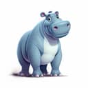 Digital illustration of a cheerful hippo, isolated on white background