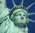 Closeup of the head of The Statue of Liberty