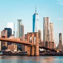 View of New York city with Brooklyn Bridge in the foreground