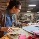 Woman doing work in a workshop as a hobby