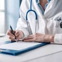 A doctor writing a prescription