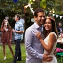 Couple celebrate their informal backyard wedding