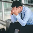 Desperate man at an airport