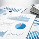 Data charts piled together