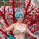 A woman dressed as a mermaid at 2022 Coney Island Mermaid Parade