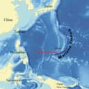 Graphic illustration of the Mariana Trench