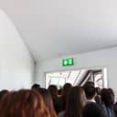People escape to fire exit door