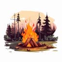 Digital illustration of a fire in a camp, campfire bonfire on a picnic
