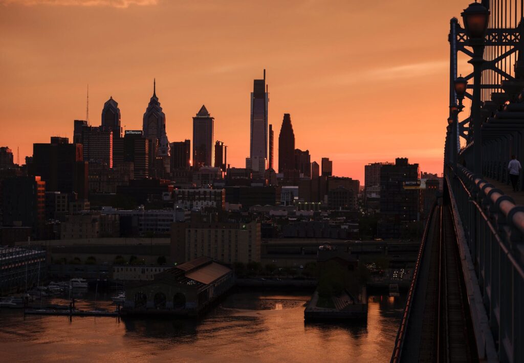 Downtown Philadelphia at sunset