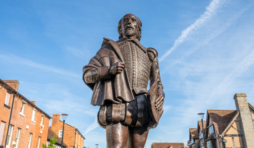 A statue of William Shakespeare in England