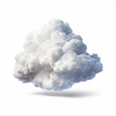 Digital illustration of a slightly gray cumulus cloud on white background