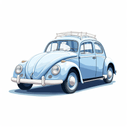 Digital illustration of a light blue car isolated on white background