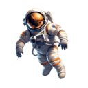 Digital illustration of an astronaut isolated, white background