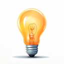 Digital illustration of a light bulb casting a small shadow on white background